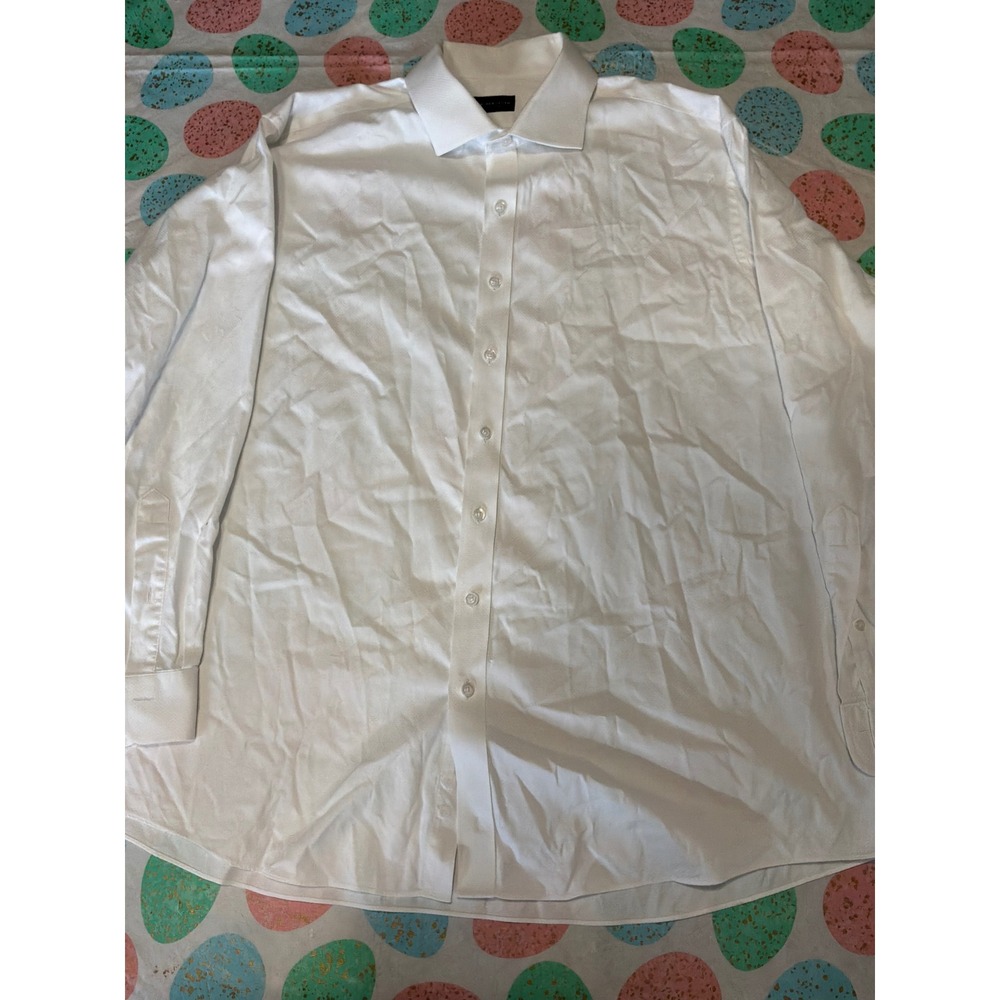 Proper Cloth Van Alstine White Cotton Textured Dress Shirt Mens 2XL